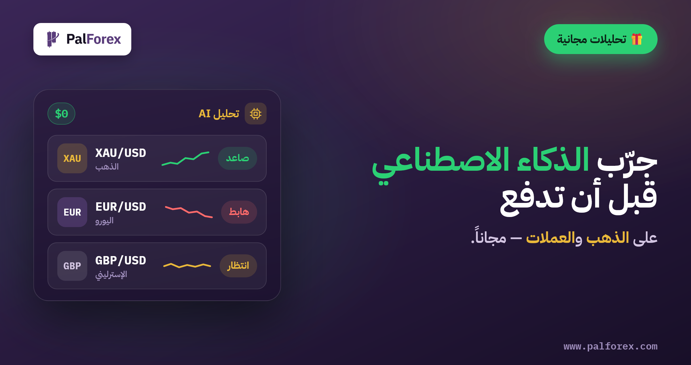 تحليلات مجانية: جرّب الذكاء الاصطناعي على الذهب والعملات قبل أن تدفع